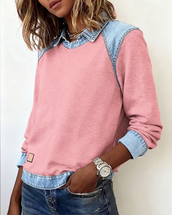 Bluse modisches Revers langarm