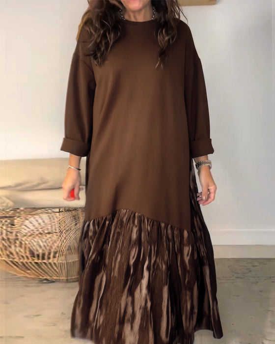 Kleid runder Ausschnitt unregelmäßiger Patchworkdruck