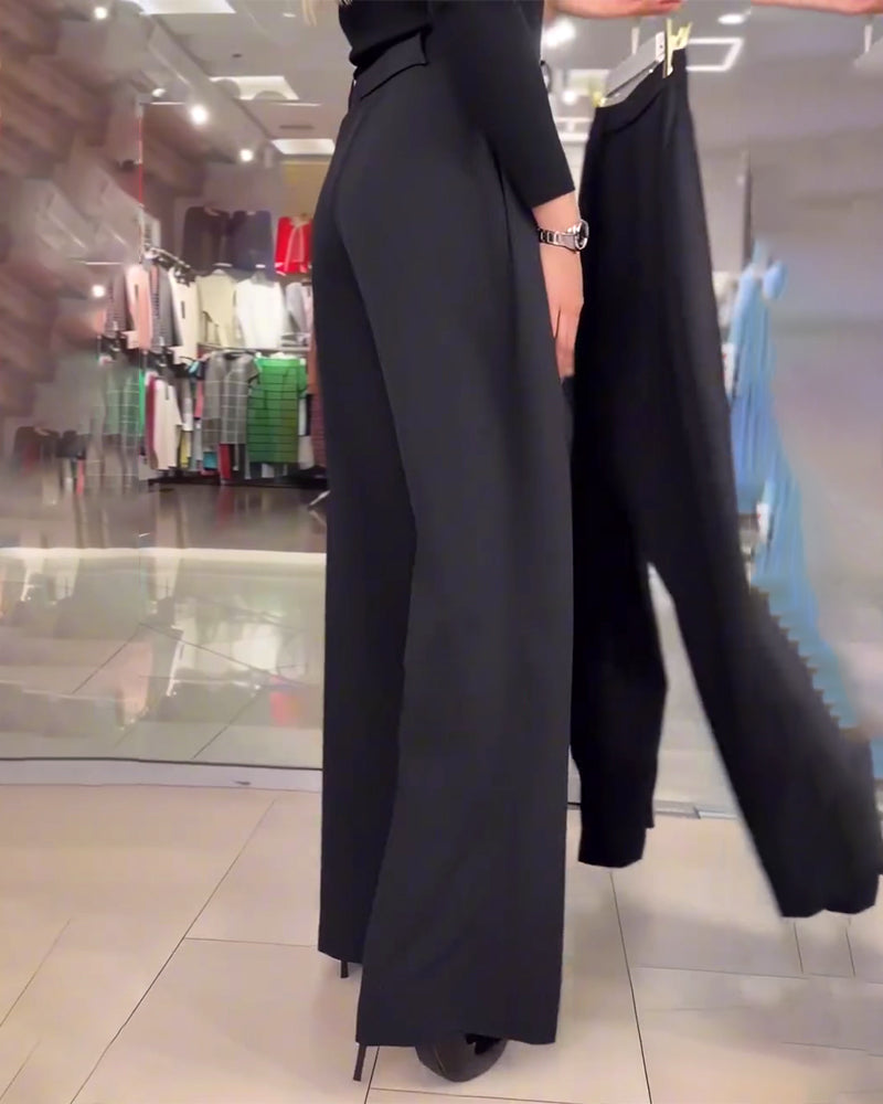 Legere Asymmetrische, Mehrlagige Hose Mit Weitem Bein