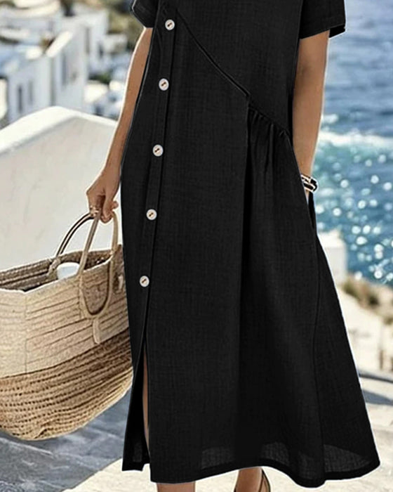 Kleid Knopf Dekor Lässig
