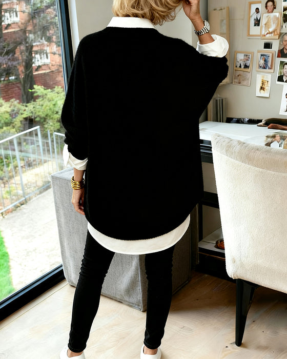 Modischer Lockerer Pullover Mit Langen Ärmeln