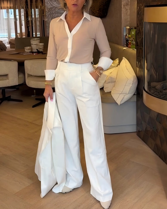 Hemd Kontrast Paneel Langarm