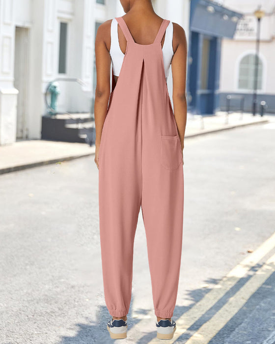 Jumpsuit Uni Farbe Plissiert