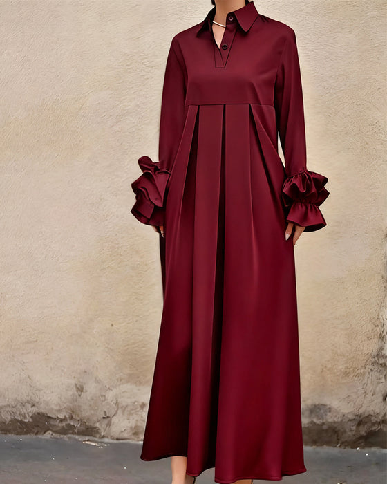 Kleid Mode Hemdkragen ausgestellt