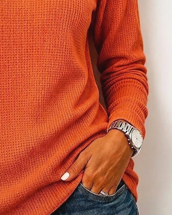 Bluse Lässig Mock Neck Langarm