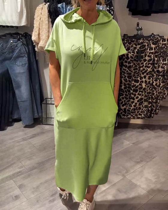 Kleid Mit Kapuze Casual Kordelzug