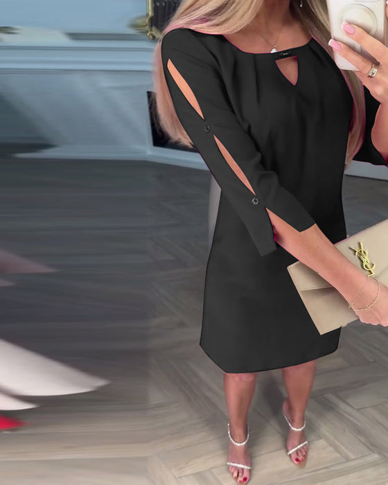 Kleid elegant einfarbig hohl gerade