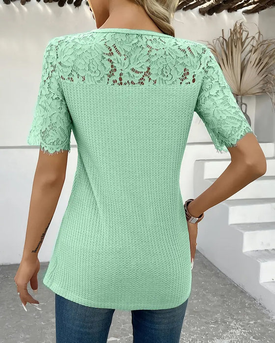 T-Shirt Spitzen Einsatz Gestrickt