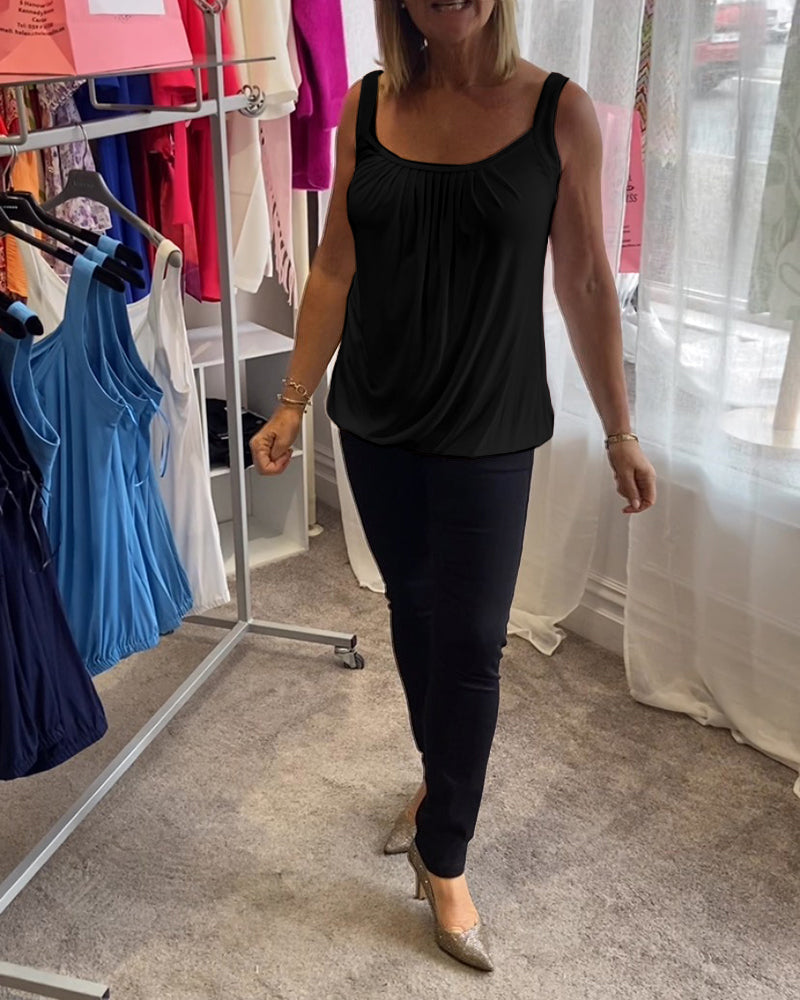 Set Lässiges, ärmelloses Oberteil mit Plissierung