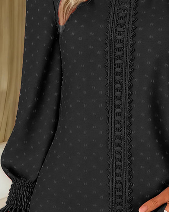 Blusen mit Rundhalsausschnitt und Puffärmeln