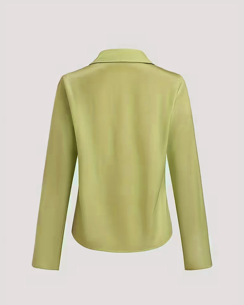 Bluse Revers gerade Schulter bedruckt