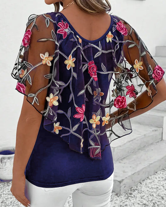 Bluse Bestickt Mesh Schwerlast