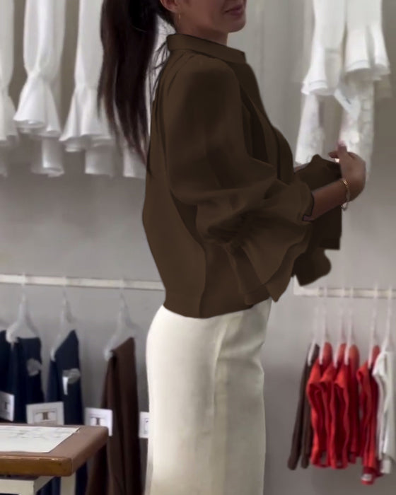 Bluse Puffärmel Rüsche