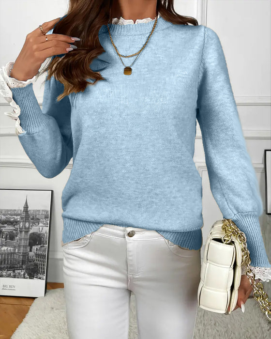 Eleganter Pullover Mit Spitzenbesatz
