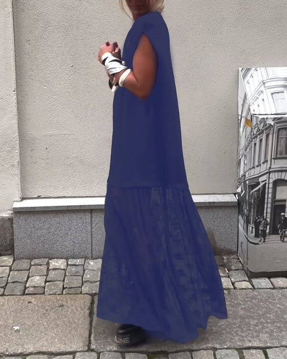 Ärmelloses Mesh-Patchwork-Kleid