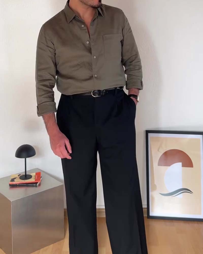 Hemd Herren Mit Kragen Tasche
