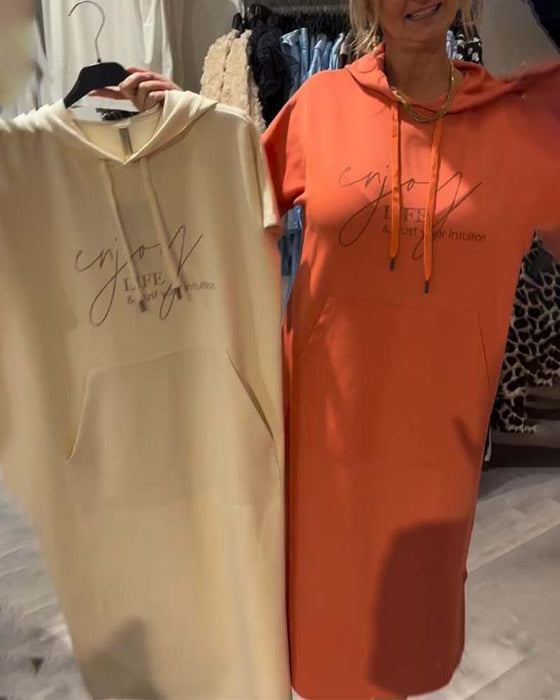 Kleid Mit Kapuze Casual Kordelzug