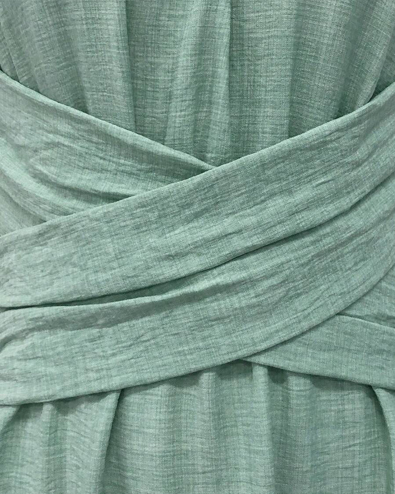 Kleid Überschneidung Taille Ärmellos