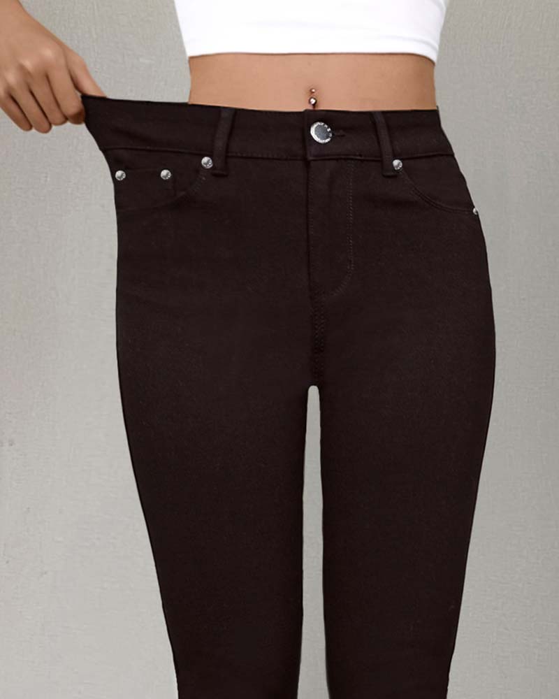 Hose Damen Tasche Einfarbig Skinny Lässig