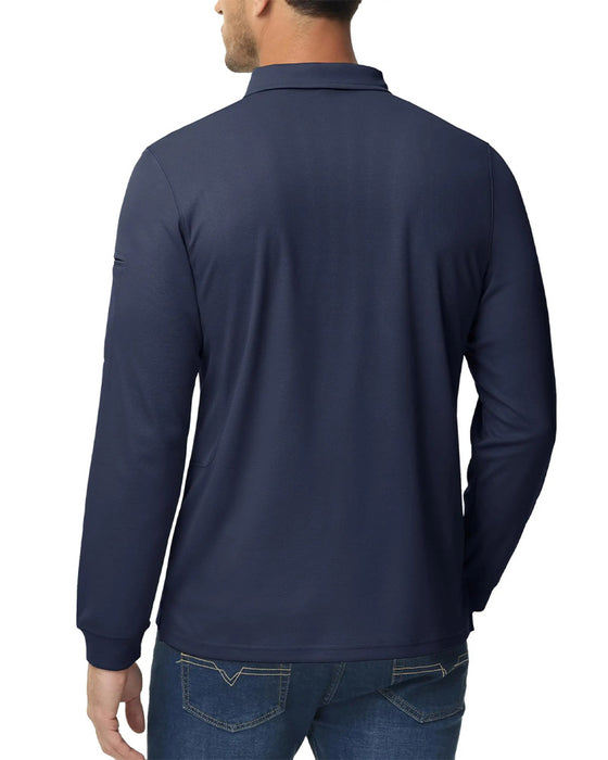 T-Shirt Polo Kragen Langer Ärmel Lässig
