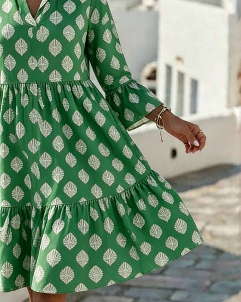 Kleid V-Ausschnitt Gedruckt