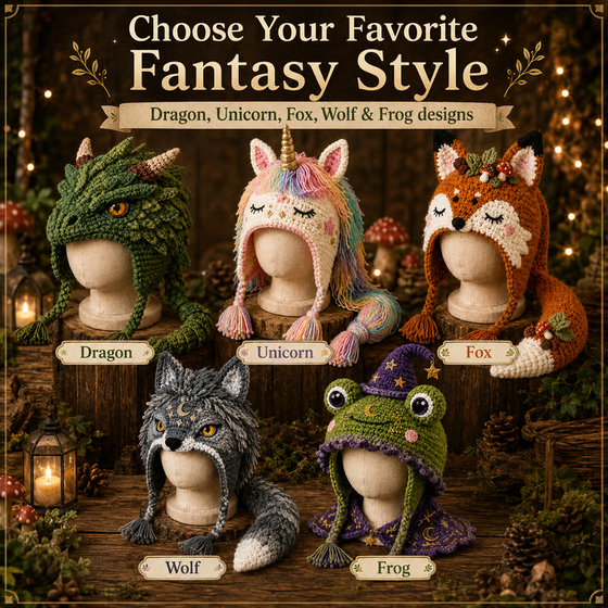 🐉✨ DIY‑Häkelset: Fantasy Kapuzenhut 🧶🎭✨