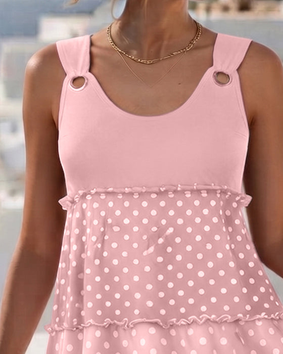 Kleid Pünktchen Streifen Gestuft Spagetti
