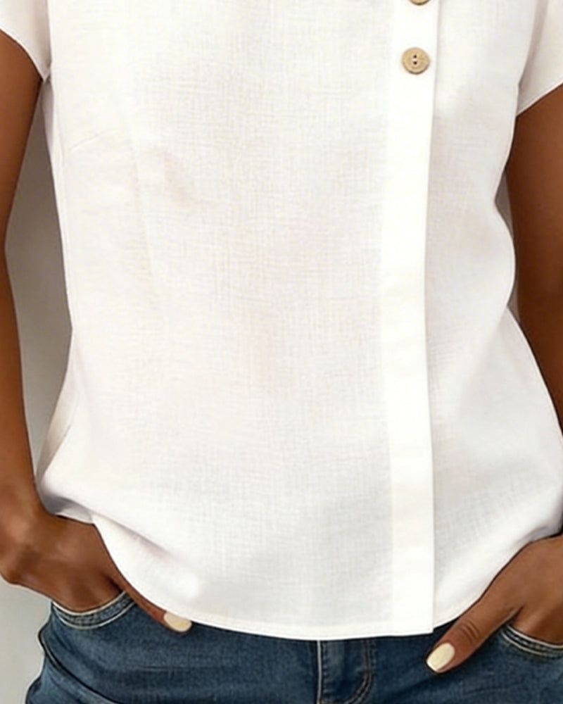 Top Blütenblatt Ärmel Diagonal V-Ausschnitt