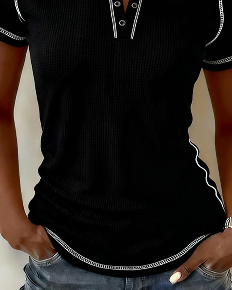 T-Shirt Waffelstrick Henley