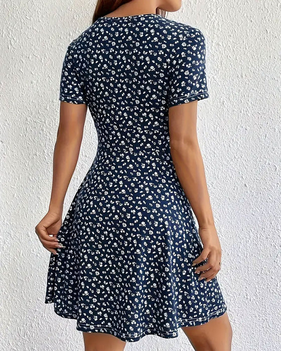 Kleid Blumen V-Ausschnitt Casual