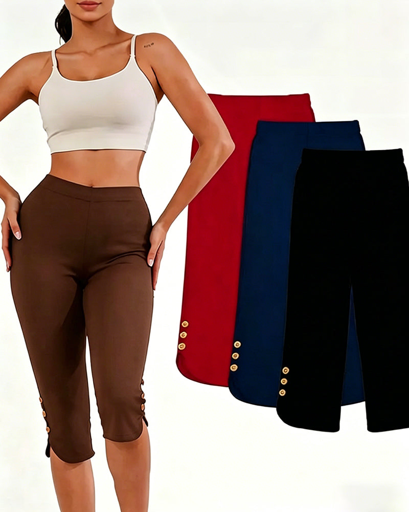 Leggings Einfarbig Schmal Geschnitten Gekürzt