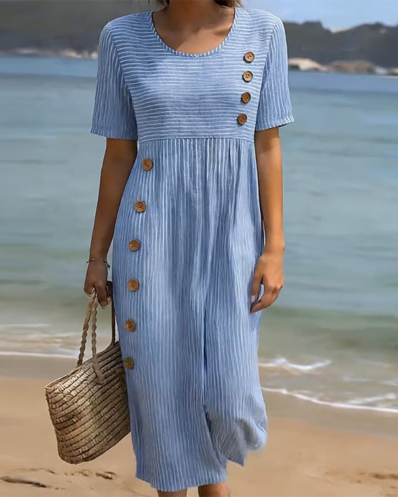 Kleid Nadelstreifen Holzknopf