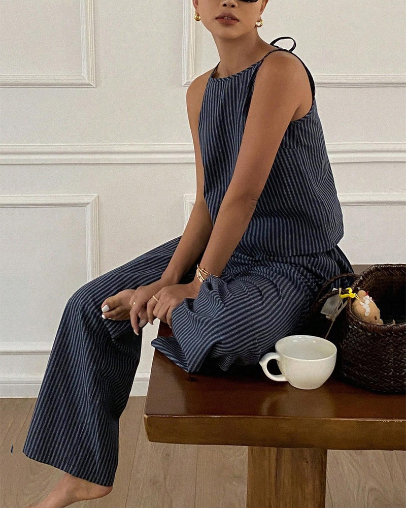 Set Gestreiftes Camisole Weites Bein Hose