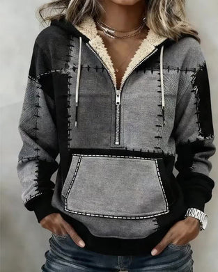 Kapuzenpullover mit Halbreißverschluss und Tasche