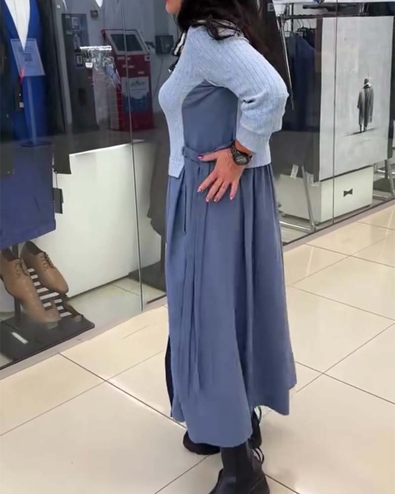 Kleid Casual Colorblocking Rundhalsausschnitt