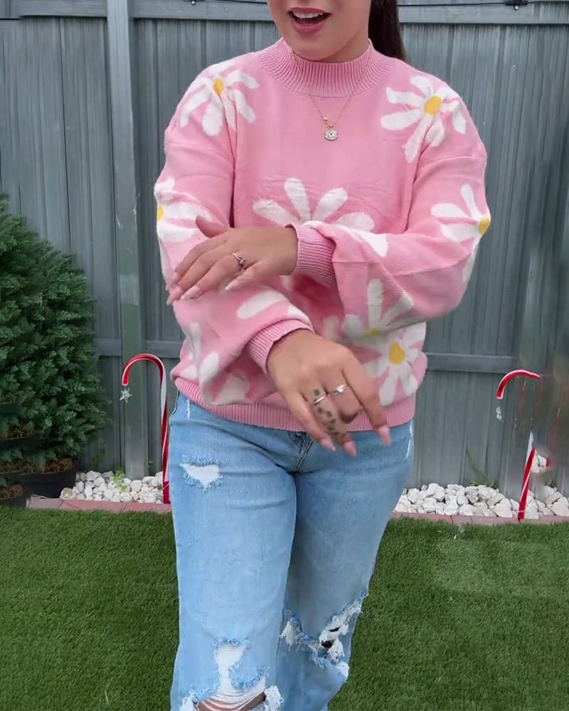 Pullover mit Jacquard-Muster und Rundhalsausschnitt