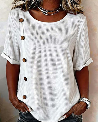 Bluse Waffel Textur Seite Knopf
