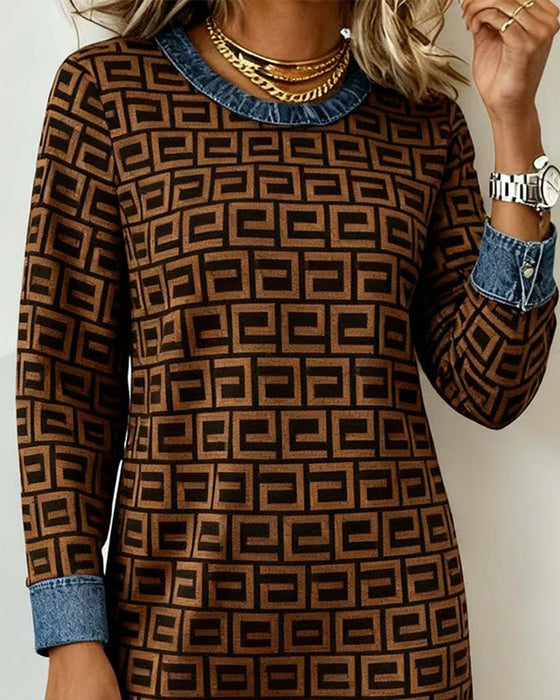 Kleid modisch Monogrammprint Patchwork