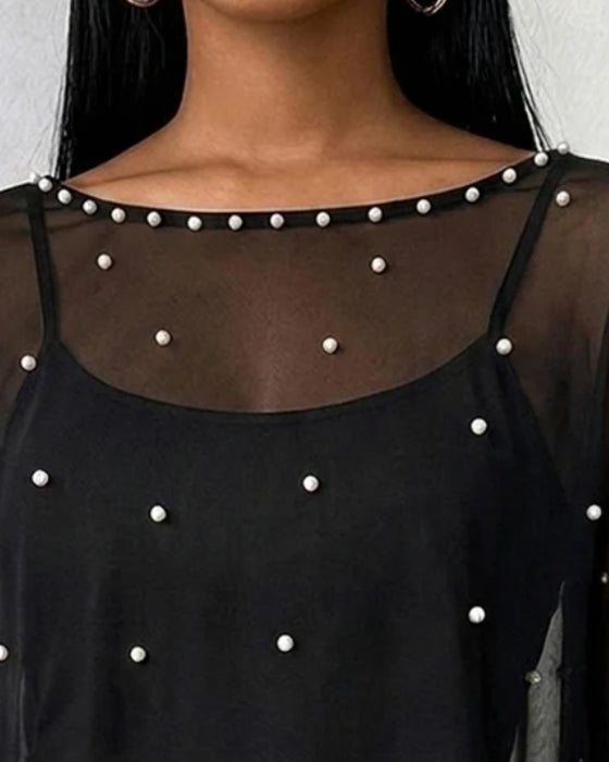 Bluse Rundhals Schlitz Lässig