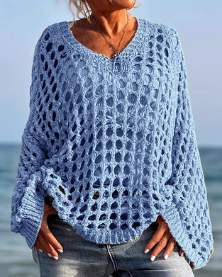 Pullover Langarm Hohl Aus