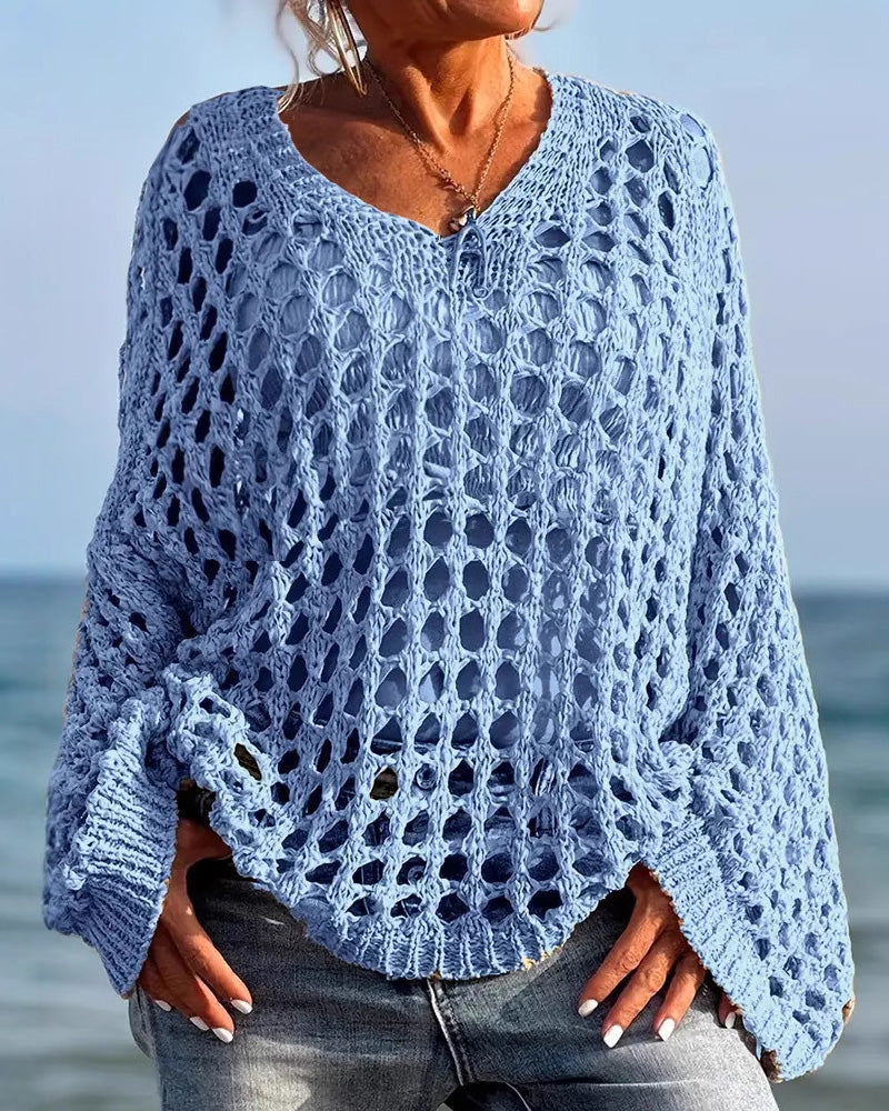 Pullover Langarm Hohl Aus