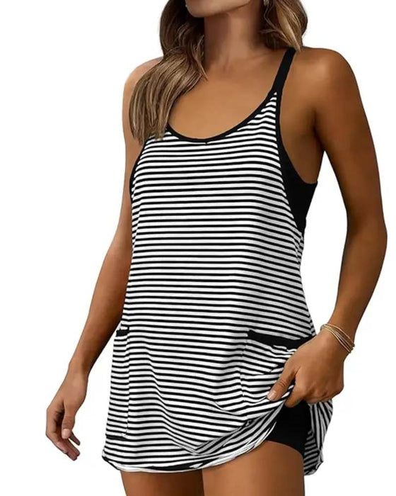 Jumpsuits Gestreift Ärmellos Camisole Lässig