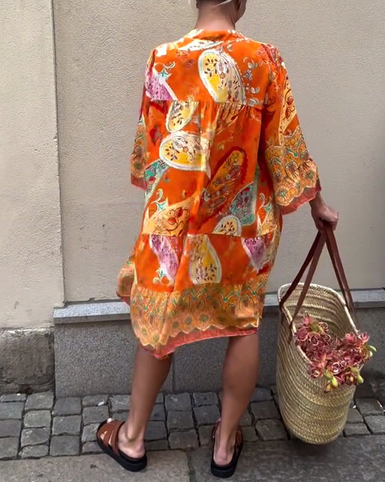 Bohème-Kleid mit Modedruck