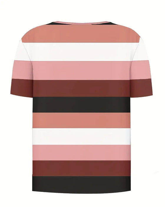 Vielseitiges T-Shirt Mit Streifen und Knöpfen