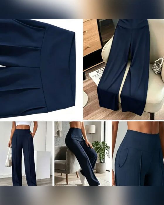 Hose Hohe Taille Tasche Weites Bein Lang