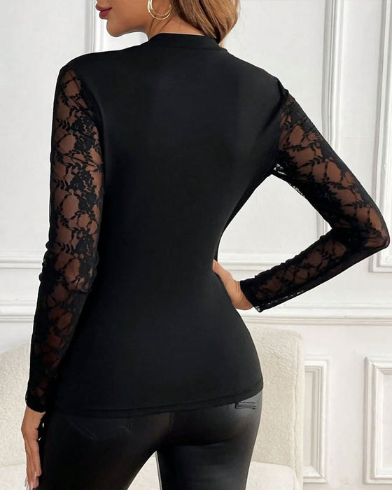 Top Spitze Patchwork Hohl