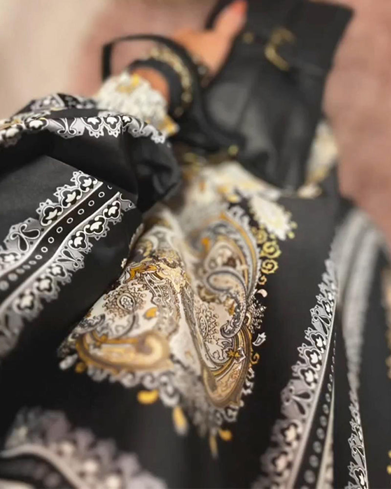 Kleid V-Ausschnitt Locker Gedruckt