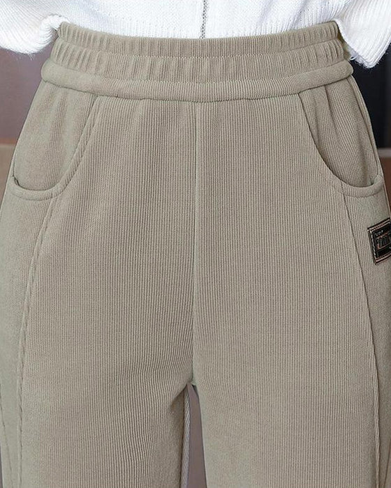 Warme Hochtaillierte Hose mit Wollfutter