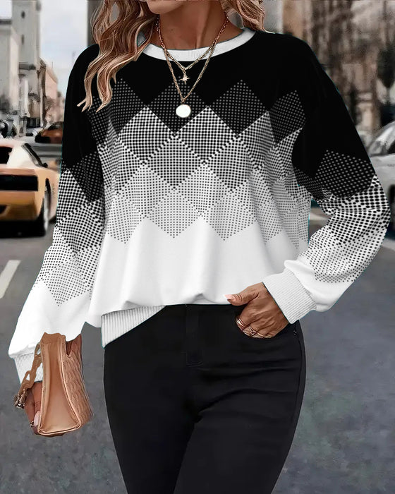 Sweatshirt Karo Print Rundhals