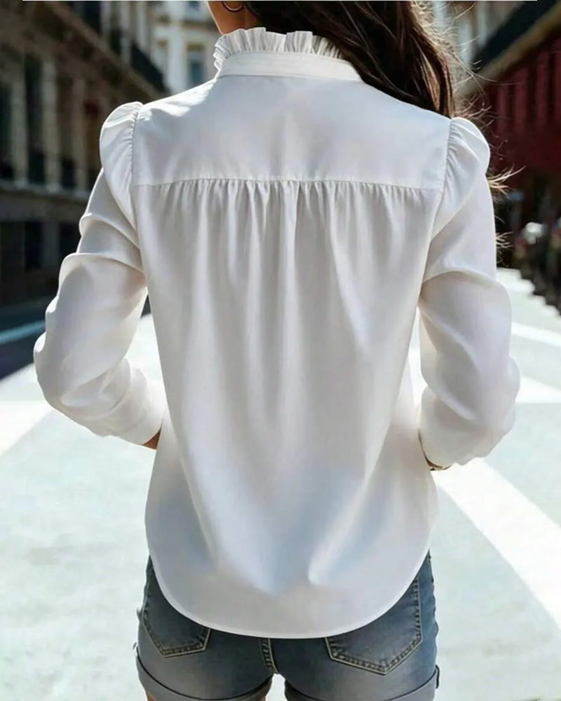 Bluse Rüsche Puffärmel Langarm